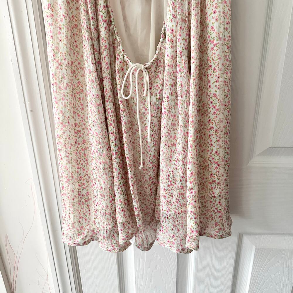 For Love & Lemons Colleen Ivory Red Floral Bustier Mini Babydoll Dress Medium - Picture 8 of 10